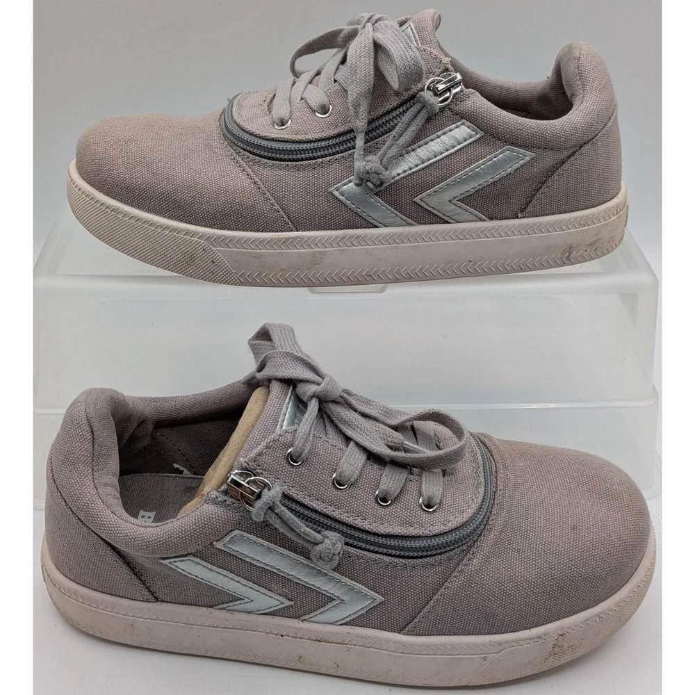Billy CS Sneaker Shoes Kids Size 5W Gray Zip Canvas Low Top Casual Comfort